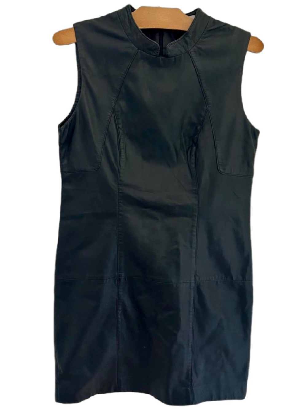 Genuine Leather Sheath Dress Black Y2K Mod Size 40